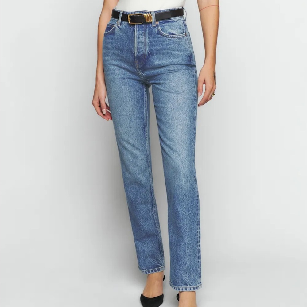 Reformation Blue Straight Leg Jeans High-Waisted Vintage